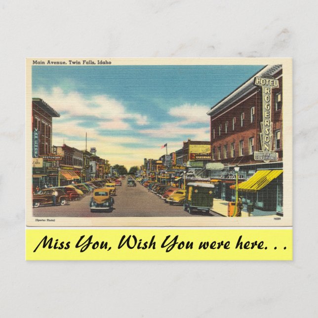 Carte Postale Idaho, avenue principale, chutes jumelles (Devant)