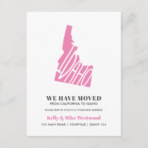 Carte Postale IDAHO Nous avons déménagé Nouvelle adresse Nouveau