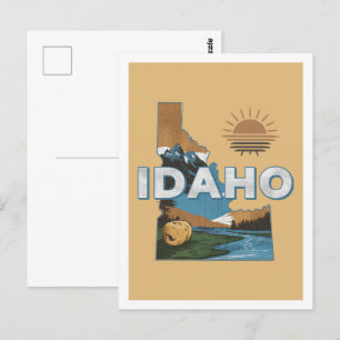 Carte Postale Idaho Retro Design Voyage États-Unis Iconique