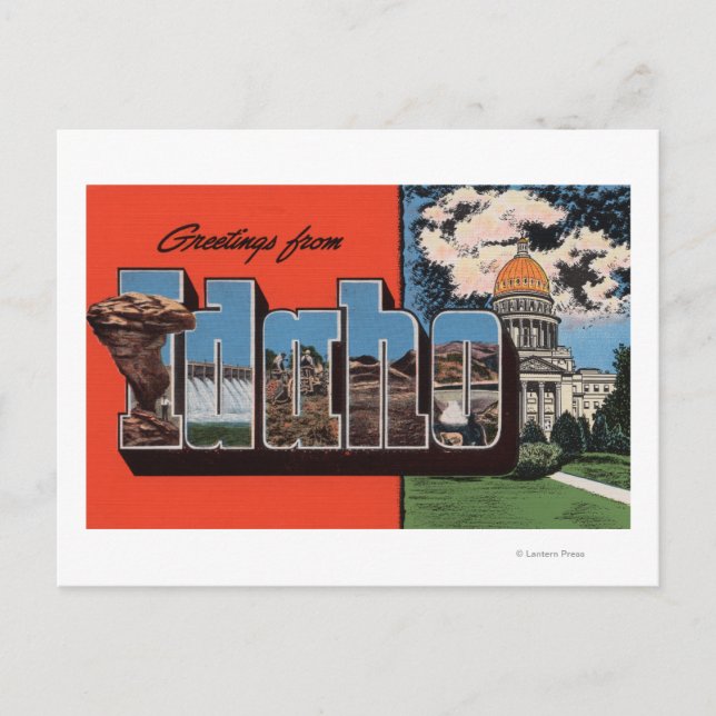 Carte Postale IdahoGrandes Scènes De LETTREIdaho (Devant)