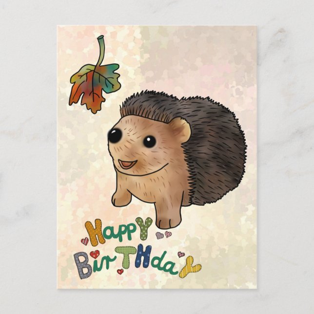 Carte Postale Igel et feuille (Devant)