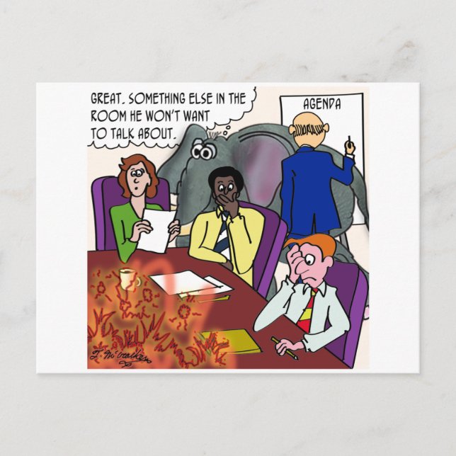 Carte Postale Ignorer l'éléphant et le feu dans la salle de conf (Devant)