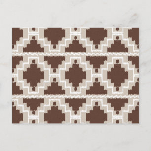 Carte Postale Ikat Aztec Motif - Brown au chocolat et Taupe