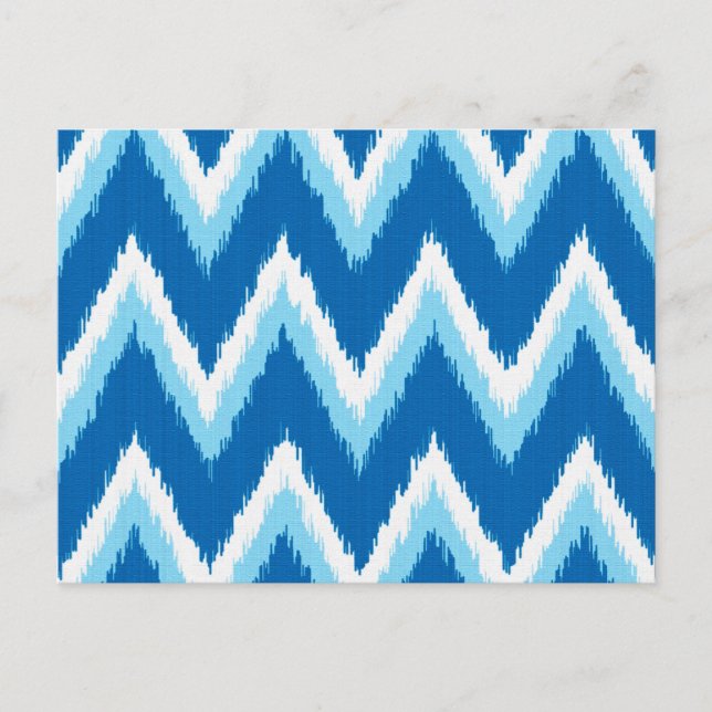 Carte Postale Ikat Chevron Stripes - Cobalt, Sky Blue et White (Devant)