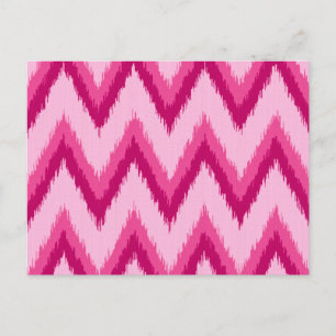 Carte Postale Ikat Chevron Stripes - Fuchsia et rose pâle