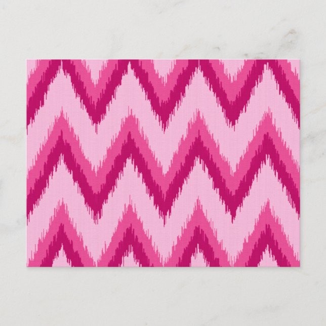 Carte Postale Ikat Chevron Stripes - Fuchsia et rose pâle (Devant)