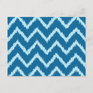Carte Postale Ikat Chevrons - Indigo et bleu pâle