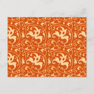 Carte Postale Ikat Floral Damask - Mandarin Orange