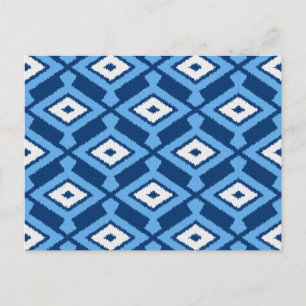 Carte Postale Ikat Motif, Indigo et Denim Blue