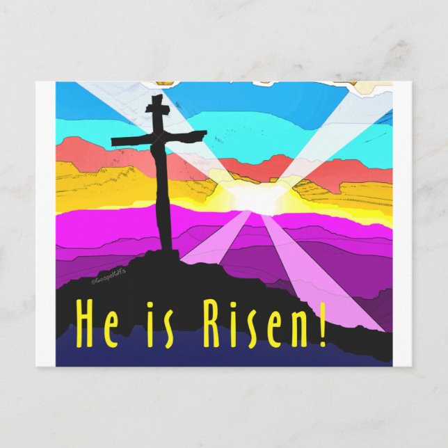 Carte Postale Il est ressuscité cross Christian Cadeau design (Devant)