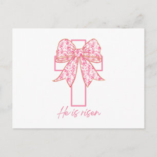 Carte Postale Il Est Ressuscité Cross Pâques Floral Coquette Bow