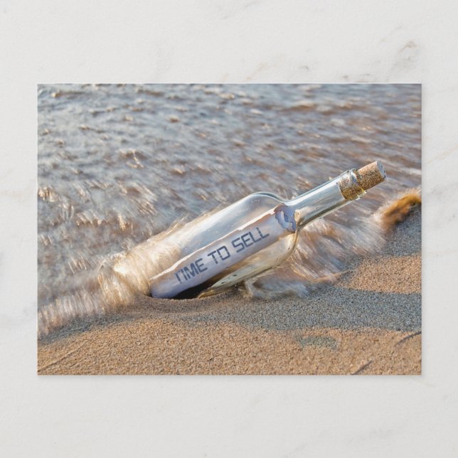 Carte Postale Il est temps de vendre un message sur la plage (Devant)