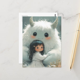 Carte Postale Il Me Garde En Sécurité Petite Fille Son Ami Monst