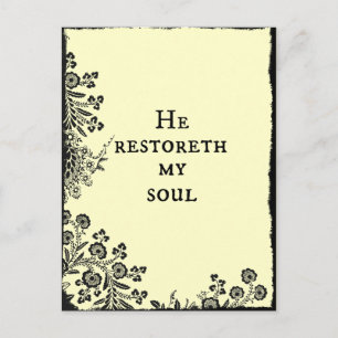 Carte Postale Il restorera mon âme Bible Verse Écriture