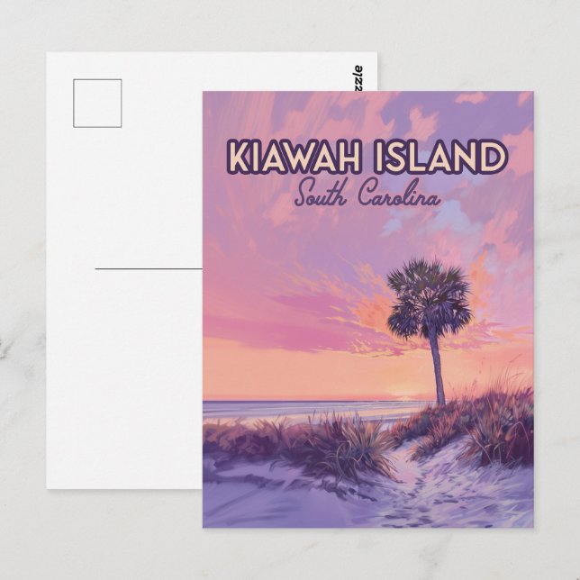 Carte Postale Île de Kiawah Caroline du Sud Palmier (Devant / Derrière)
