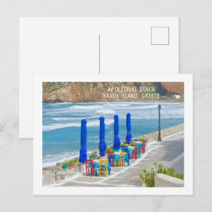 Carte Postale ÎLE DE NAXOS, GRÈCE/CARTE POSTALE T de la PLAGE CO
