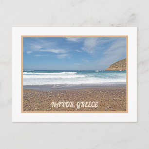 CARTE POSTALE ÎLE DE NAXOS, GRÈCE /VAGUES ROLL IN /PEBBLE BEACH