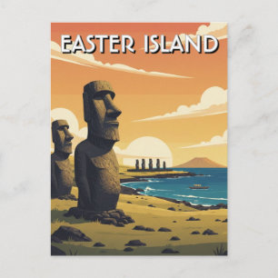 Carte Postale Île de Pâques Chili Moai Voyage