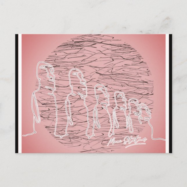 Carte Postale Île de Pâques Moai Statue Voyage rose (Devant)