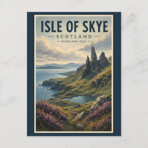 Carte Postale Île de Skye Écosse Paysage Voyage Art Rétro