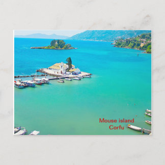 Carte Postale Île de souris sur Corfou, Grèce