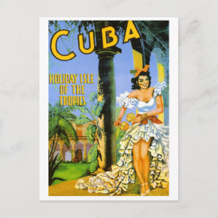 Carte Postale Île de vacances du Cuba de l'affiche de voyage de