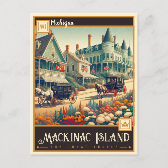 Carte Postale Île Mackinac, Michigan | VINTAGE (Devant)