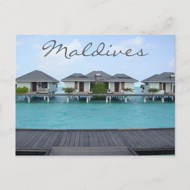 Carte Postale Île tropicale exotique Maldives Bungalow de plage (Devant)
