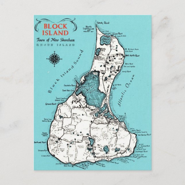 Carte Postale Île vintage Block (Devant)