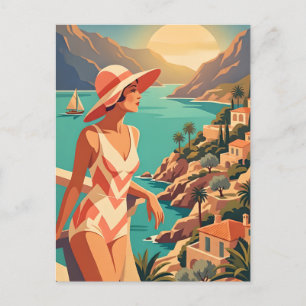 Carte Postale Îles Baléares Femme Vintage Paysage