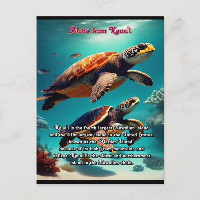 Carte Postale Iles hawaïennes Kauai Aloha (Devant)