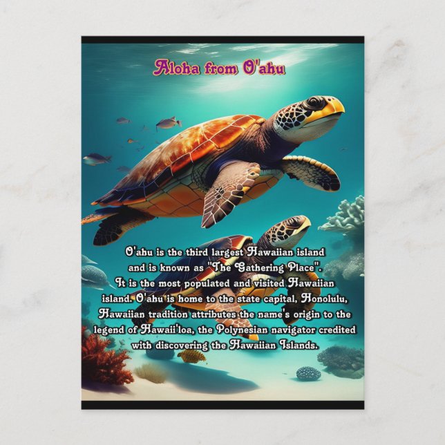 Carte Postale Iles hawaïennes Oahu Aloha (Devant)