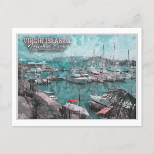 CARTE POSTALE ÎLES VIRGIN ÉTATS-UNIS - NAVIRE COULEUR D'EAU