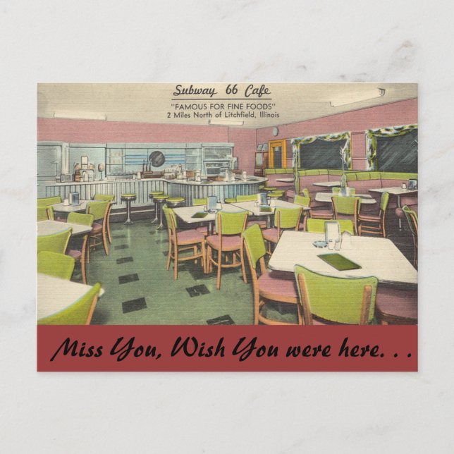 Carte Postale Illinois, Métro 66 Café, Litchfield (Devant)