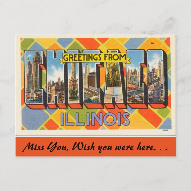 Carte Postale Illinois, salutations de Chicago (Devant)