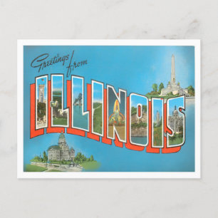 Carte postale Illinois Vintage Big Letters