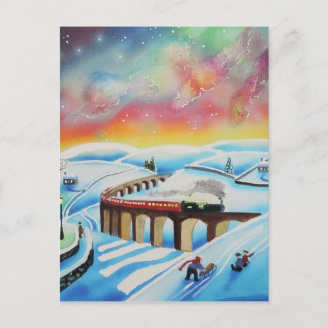 Carte Postale Illuminations du nord train paysage (Devant)