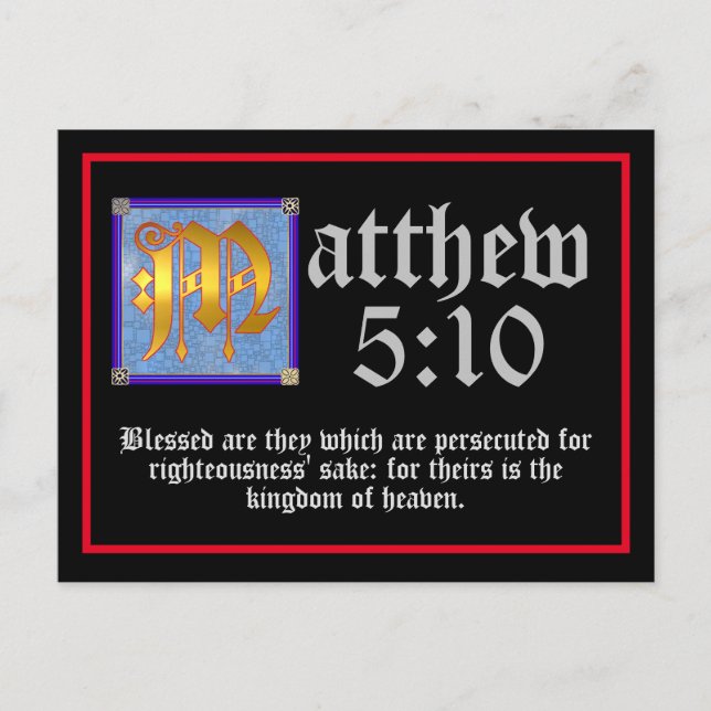 Carte Postale Illuminé Lettering Matthieu 5 Bible Evangile Citat (Devant)