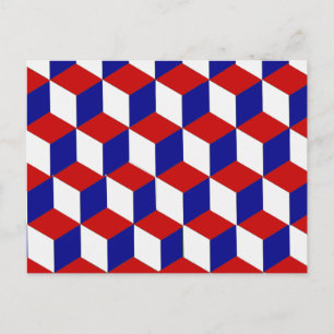 Carte postale - Illusion de bloc rouge, blanc et b