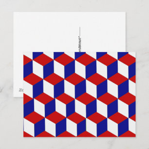 Carte postale - Illusion de blocs rouge, blanc et