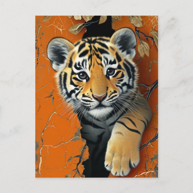 Carte Postale Illusion de tigre 3D (Devant)