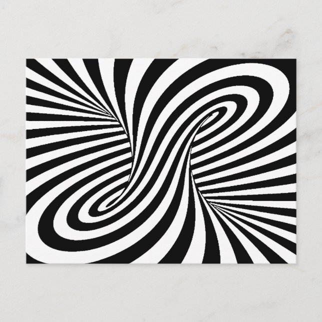 CARTE POSTALE ILLUSION OPTIQUE MOTIF DE ZEBRA BLANC NOIR (Devant)