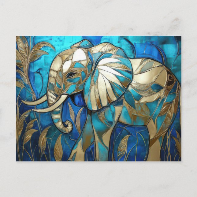 Carte Postale illustration abstraite d'un éléphant (Devant)