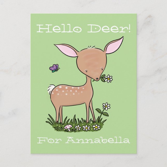 Carte Postale Illustration adorable de cerf de bébé et de dessin (Devant)