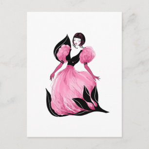 Carte Postale Illustration aquarelle belle de glamour de mode