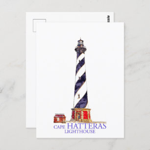 Carte Postale Illustration aquarelle Phare de Cape Hatteras
