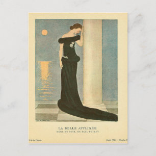 Carte Postale Illustration Art Déco vintage ~ La Belle Affligee