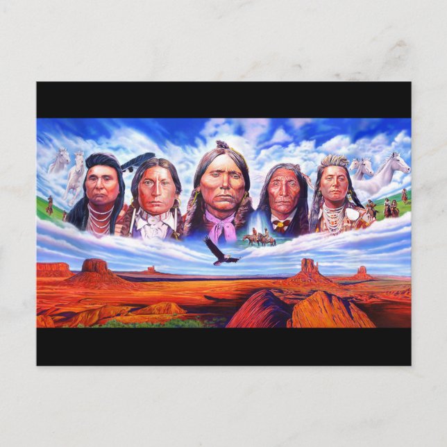 Carte Postale Illustration artistique des Amérindiens (Devant)
