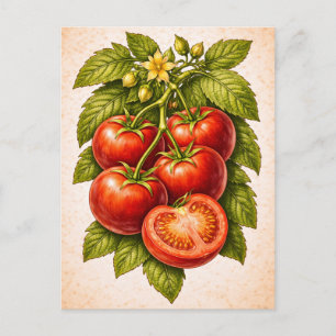 Carte Postale Illustration botanique de tomates de style vintage