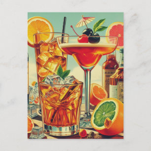 Carte Postale Illustration Coktail vintage